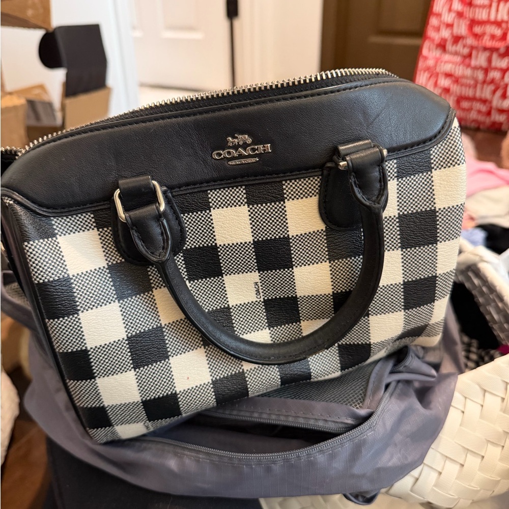 Authentic Coach black and white plaid bag